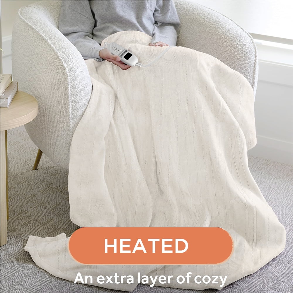 Electric Heated Blanket 100"×90" Flannel Blanket King Size with 10 Heating Levels 8 Hours Auto Off Fast Heating, Beige