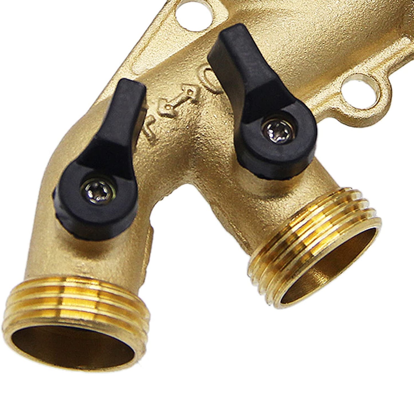 4 Way Brass Hose Splitter Aedavey Solid Brass Hose Connector 3/4" Hose Spigot Adapter Garden Hose Faucet Manifold with 4 Valves