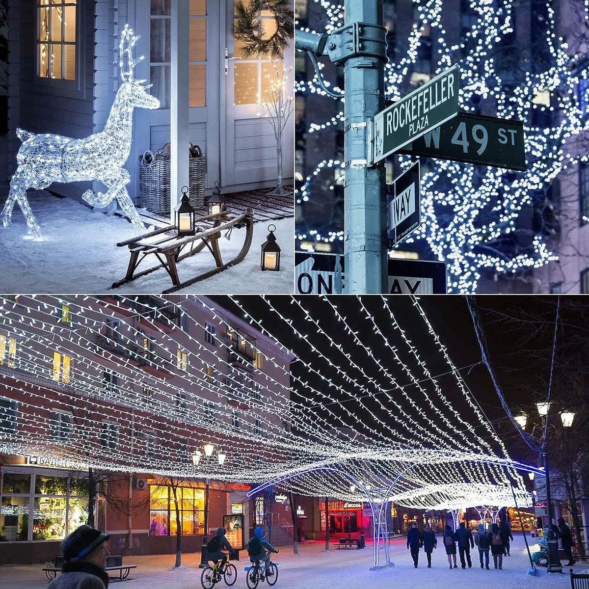 Cowin 33ft 410 LED Christmas String Lights White Fairy Lights Led Icicle Christmas Lights Plug-in for Christmas, Holiday, Wedding (Cool White)