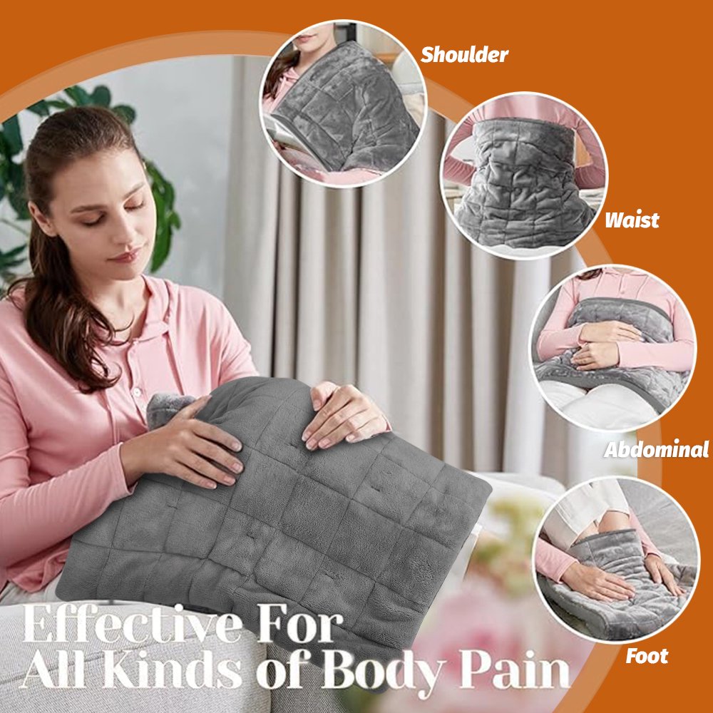 Heating Pad for Back Pain & Cramps Relief, 20"x24" Electric Heat Pad for Neck, Shoulders & Menstrual Pain, Multiple Heat Settings & Auto-Off Timer, Soft Machine Washable Fabric, Grey