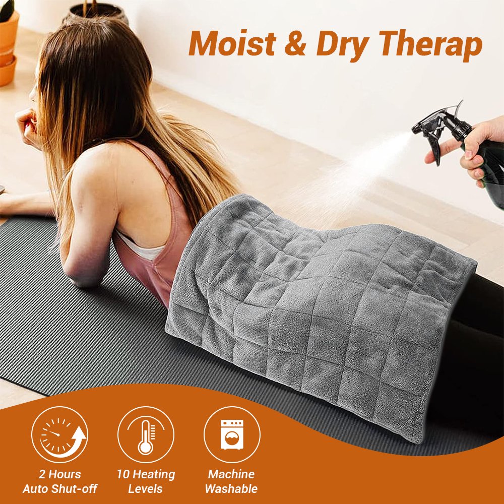 Heating Pad for Back Pain & Cramps Relief, 20"x24" Electric Heat Pad for Neck, Shoulders & Menstrual Pain, Multiple Heat Settings & Auto-Off Timer, Soft Machine Washable Fabric, Grey