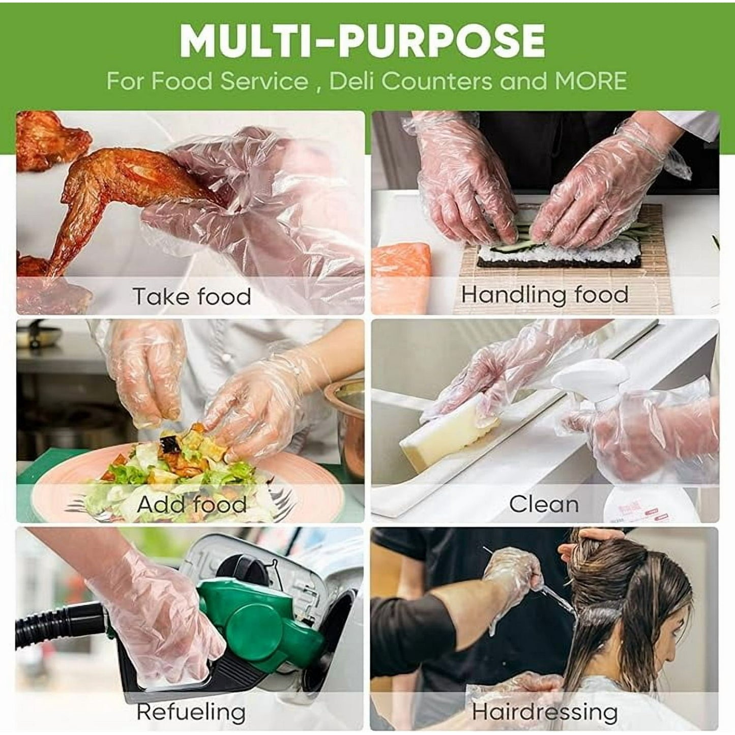 1000Pcs Disposable Transparent Barbecue Gloves Work for Food Service Gloves,Cooking, Cleaning, Hair Coloring, Painting, BBQ, Food Handling
