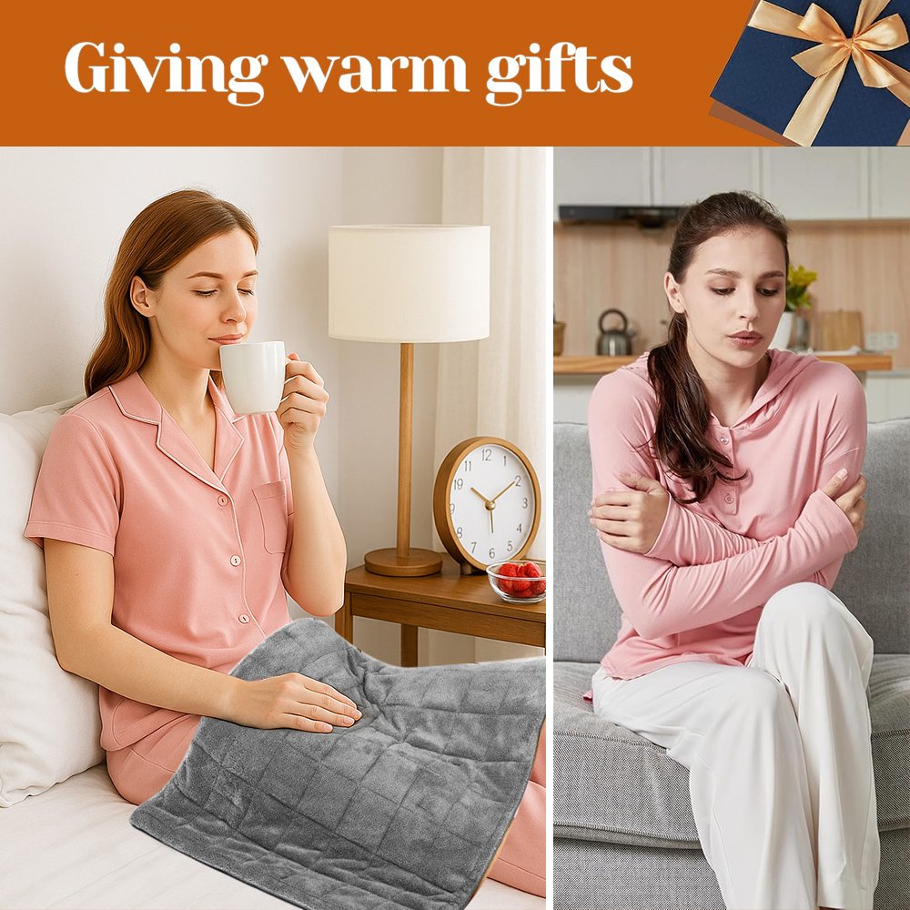 Heating Pad for Back Pain & Cramps Relief, 20"x24" Electric Heat Pad for Neck, Shoulders & Menstrual Pain, Multiple Heat Settings & Auto-Off Timer, Soft Machine Washable Fabric, Grey