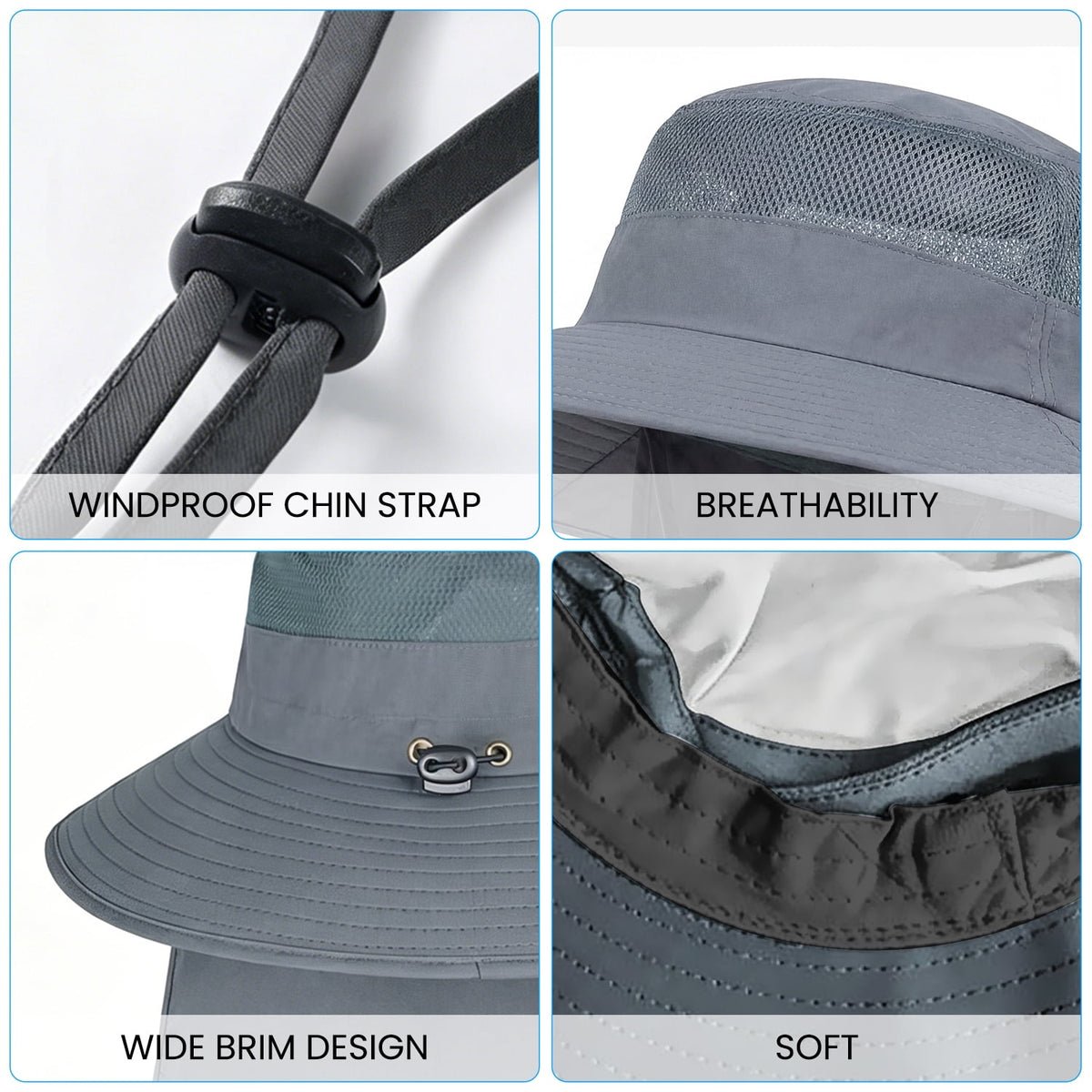 Cowin Fishing Hat,Outdoor UPF50+ Mesh Sun Hat,Wide Brim Fishing Hat with Neck Flap Sun Hat,for Men and Wome
