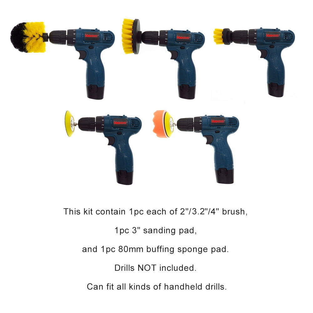 Drill brush Power Scrubber Bathroom Cleaning Kit, with Pad Sponge and Extend Attachment, 12 Pieces Drill Brush Attachment Set, for Cleaning - Bathroom, Kitchen