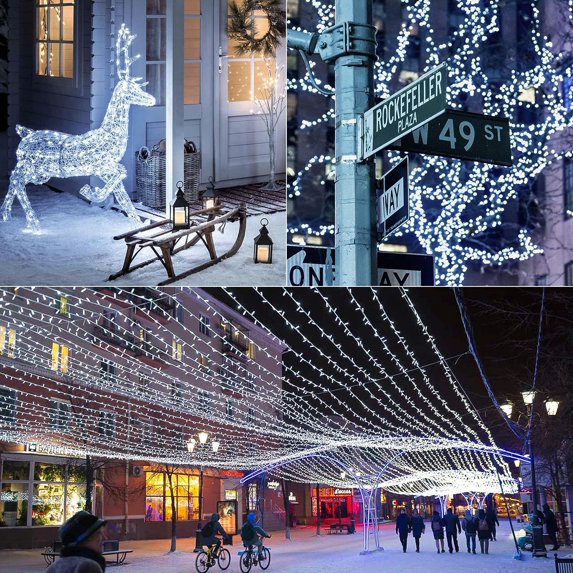 Cowin 66ft 640 LED Christmas String Lights White Fairy Lights Led Icicle Christmas Lights Plug-in for Christmas, Holiday, Wedding (Cool White)