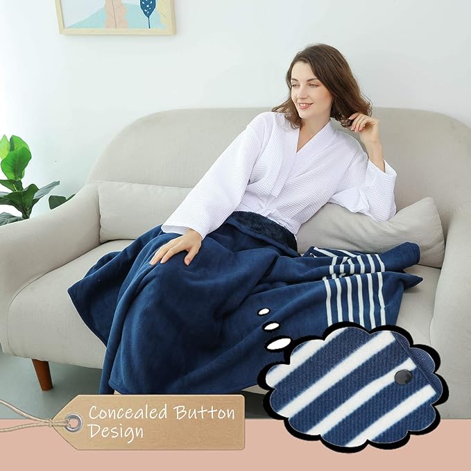 Wearable Blanket, Comfy Poncho Throw with Buttons, Plush Sleeveless Blankets