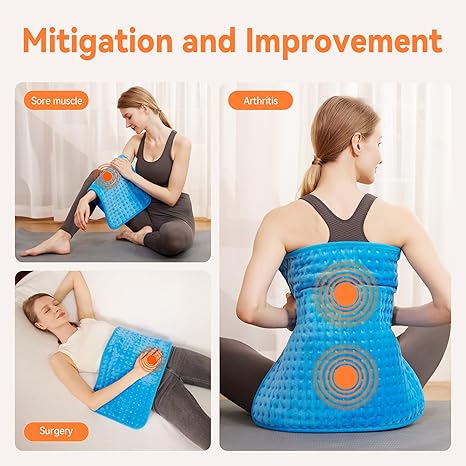 Heating Pad for Back,Neck- 6 Heat Settings,Auto Shut Off for Electric Heating Pad,Machine Washable,Gifts for Women,Blue,12" x 24"