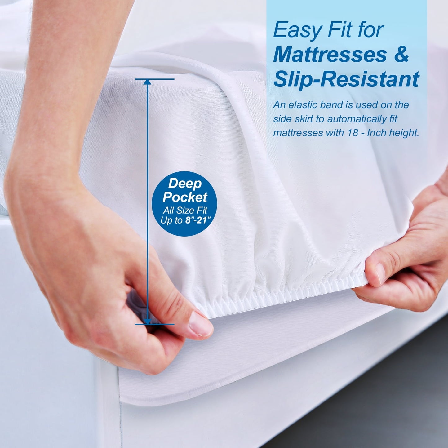 Waterproof Mattress Protector King Size - Ecological Cotton Hypoallergenic Breathable Mattress Pad Cover, 18” Deep Pocket , Vinyl Free - 76” x 80”