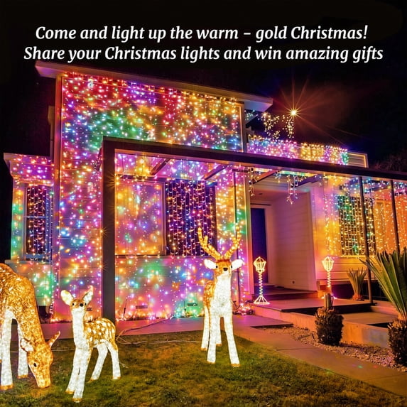 Cowin 168FT Christmas Lights Outdoor 8 Modes Indoor String Lights for Outside Multicolor