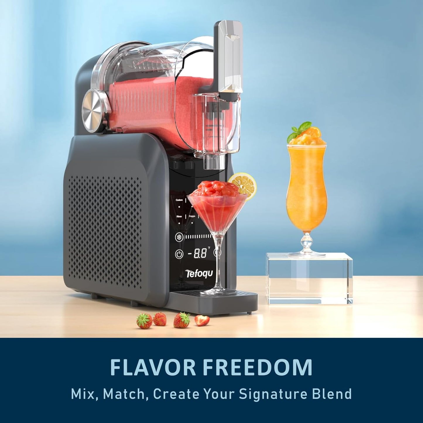 Slushie Machine, Frozen Drink Maker with 7 Preset Programs, No Ice Required for Frozen Margaritas, Slushies and Milkshakes