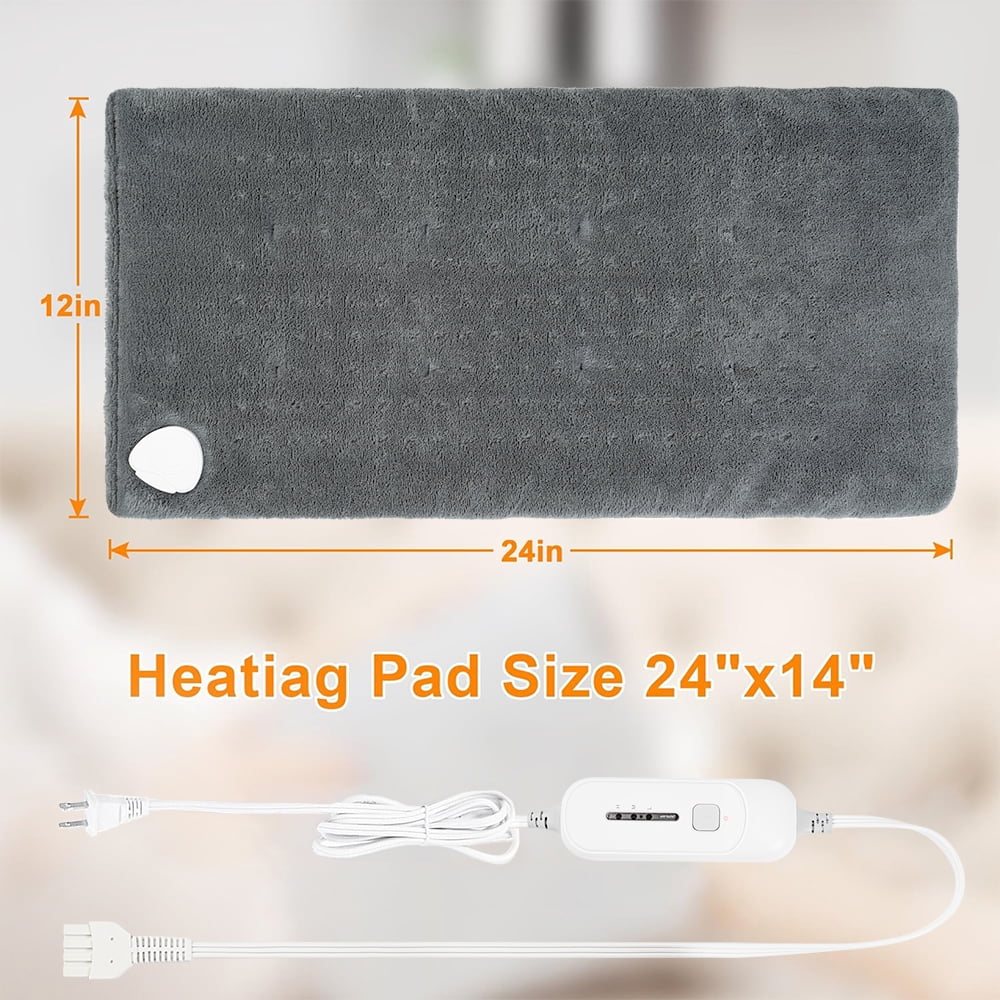Cowin 12''x24'' Weighted Heating Pad for Back Shoulders, Fast-Heating, Soft Machine Wash Fabric with 3 Heat Settings, Auto Shut Off, Gray