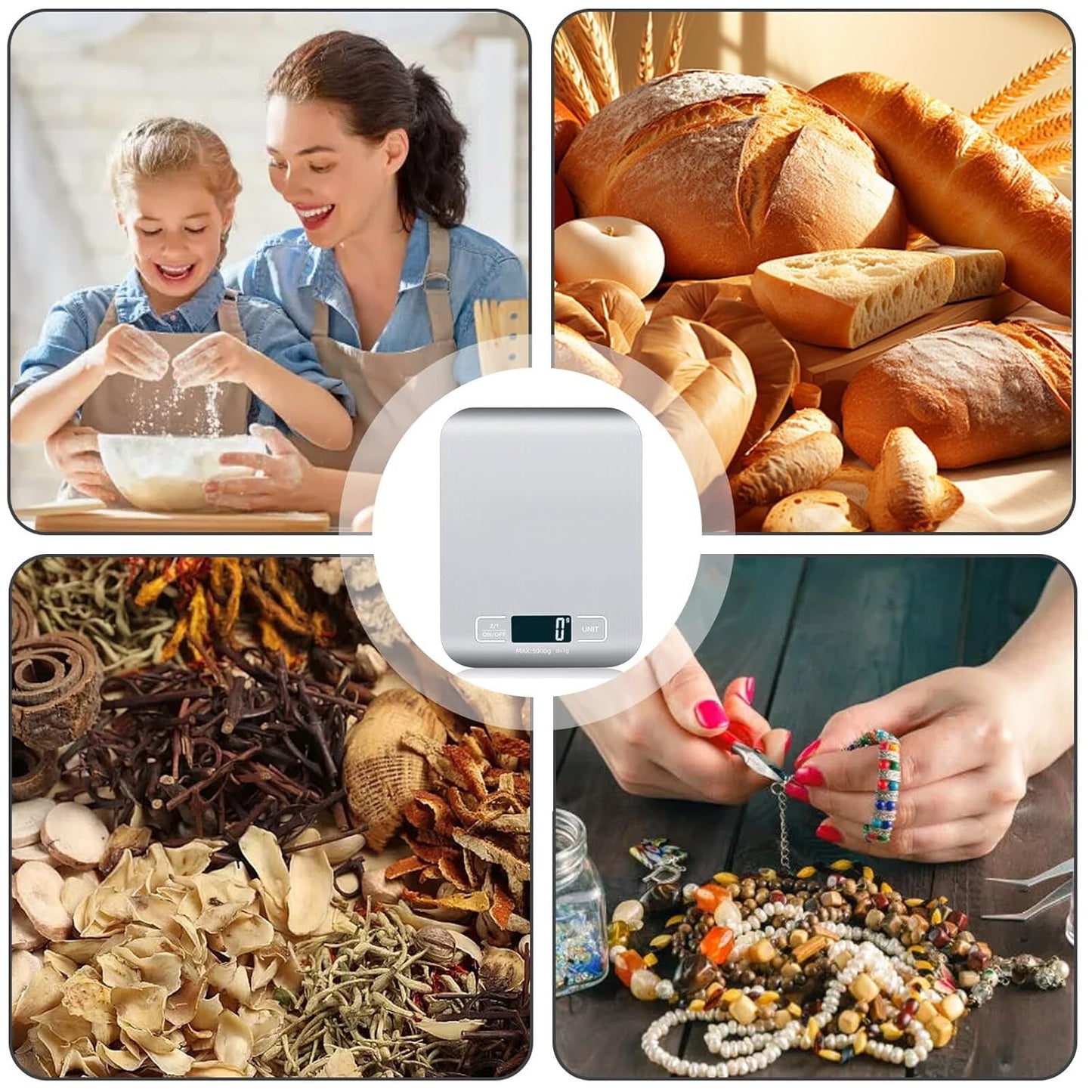Food Scale Digital Kitchen Scale with 1g/0.05oz Precise Graduation, 5 Units LCD Display Scale for Cooking/Baking in KG, G, oz, ml, and lb, Easy Clean Stainless Steel and Tempered Glass