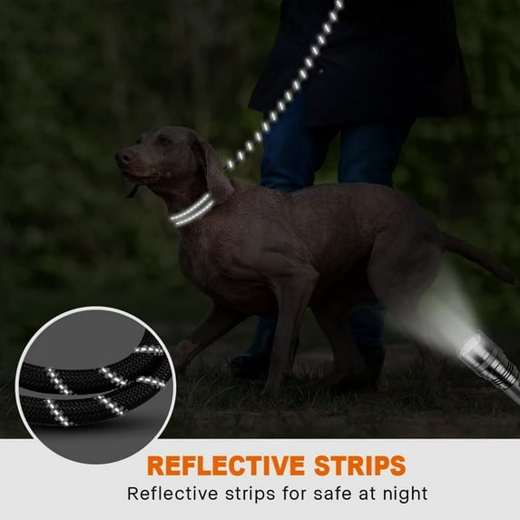 Rope Dog Leash 6.5 ft with Comfortable Padded Handle, Highly Reflective Threads Strong Dog Leash for Puppies Small Medium and Large Dogs
