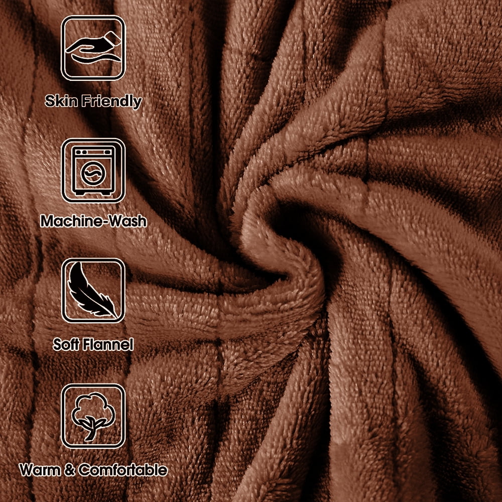 Uncahome Electric Heated Throw Blanket 50''x60'' with 3 Heating Levels, Automatically Shut Down after 4h with Overheat Protection Machine Washable(Brown)