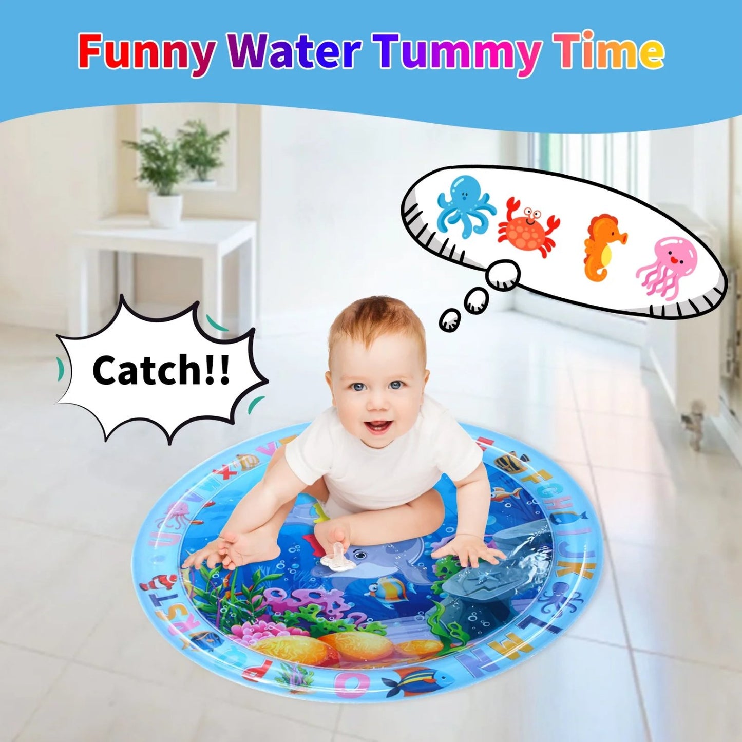 Water Play Mat for Babies Inflatable Activity Center, Infant Baby Water Mat for Newborn Infant Toddler Boy Girl