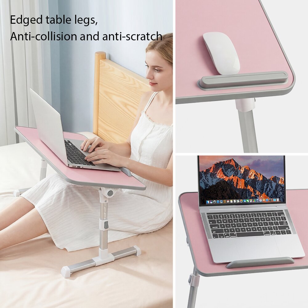 COWIN Laptop Desk Table, Adjustable Laptop Stand, Foldable Lap Desks 20.5×11.82 in (Pink)