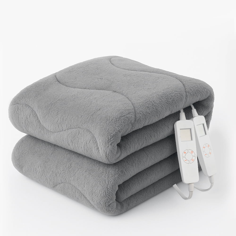 Heated Mattress Pad Queen Size,80"x60" Electric Bed Warmer with Dual Controller 6 Heat Settings & Auto Off,Deep Pocket Fit Machine Washable,Gray
