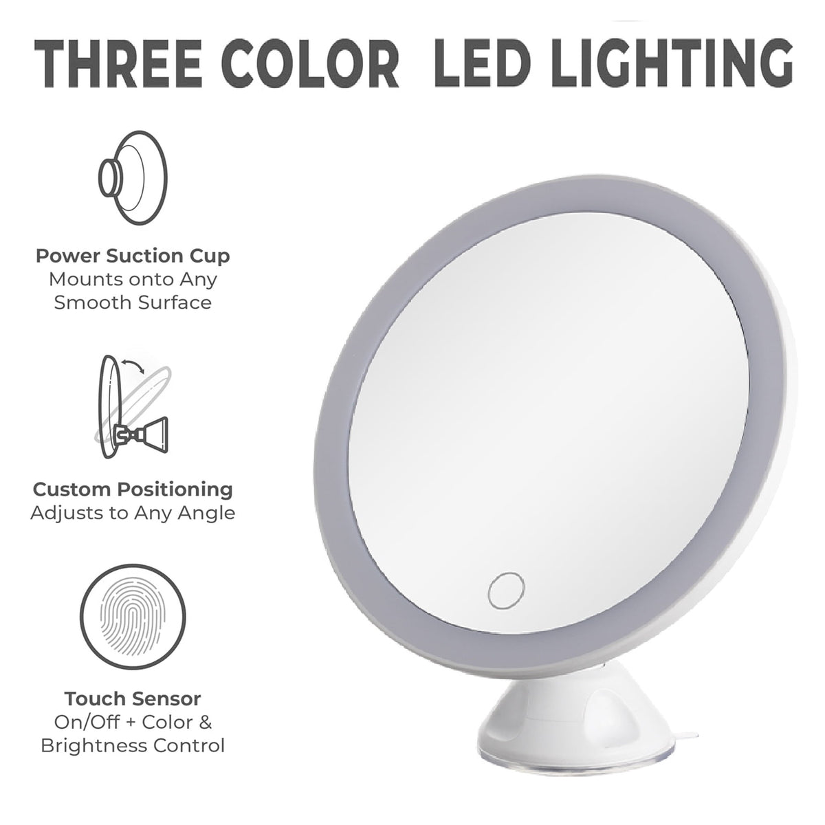 COWIN 10x Magnifying Lighted Makeup Mirror with 360° Rotation, Touch Sensor Control, Natural Daylight LED Light, Powerful Locking Suction Cup