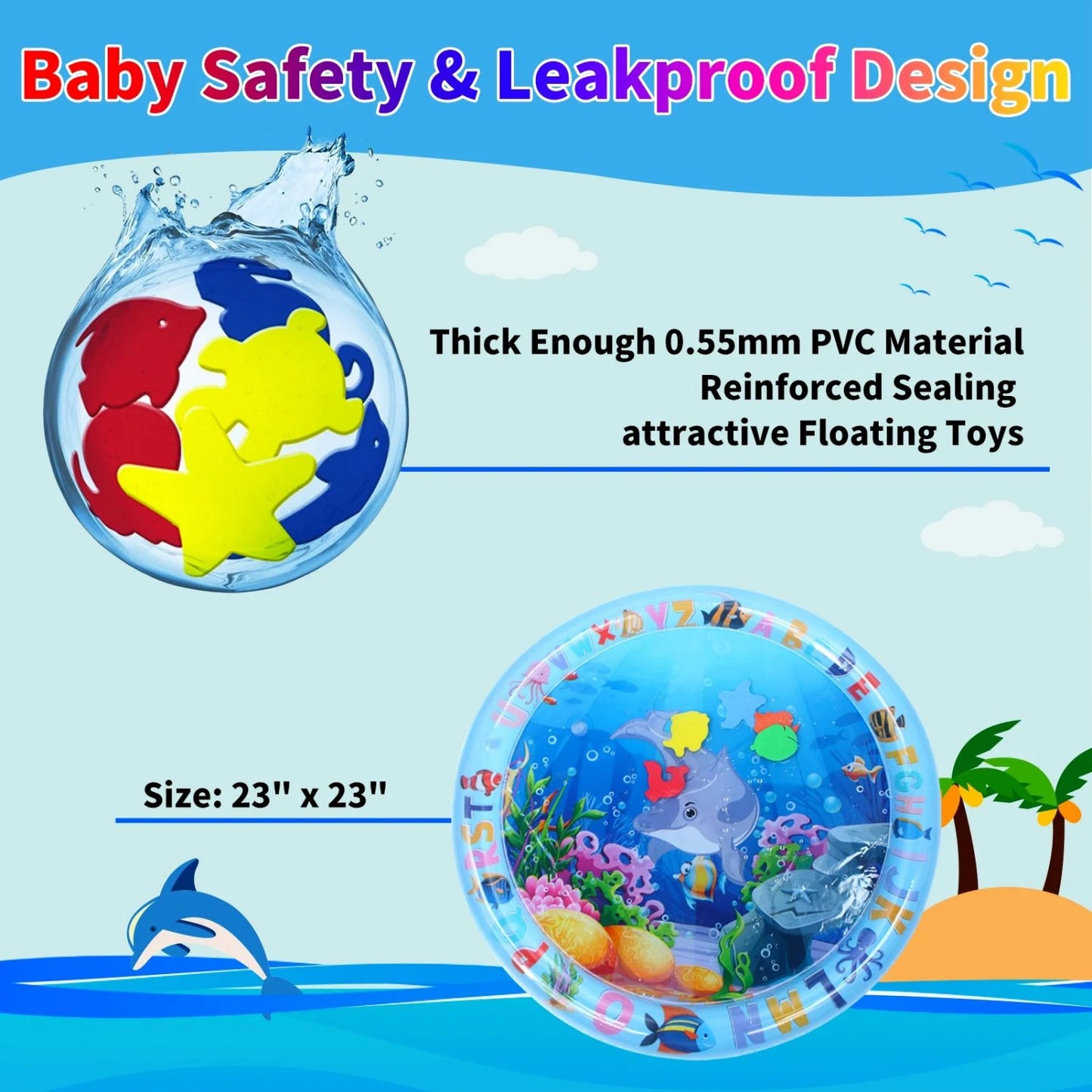 Water Play Mat for Babies Inflatable Activity Center, Infant Baby Water Mat for Newborn Infant Toddler Boy Girl