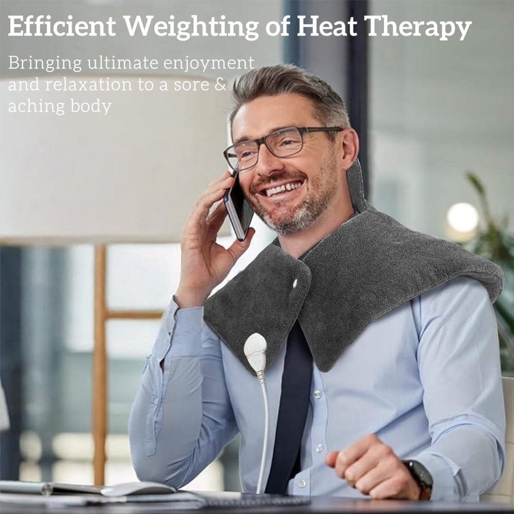 18" x 25"Heating Pad for Neck and Shoulders, Heat Pad for Pain Relief, 3 Heat Settings, Auto-Off, Gifts for Women Men,Grey