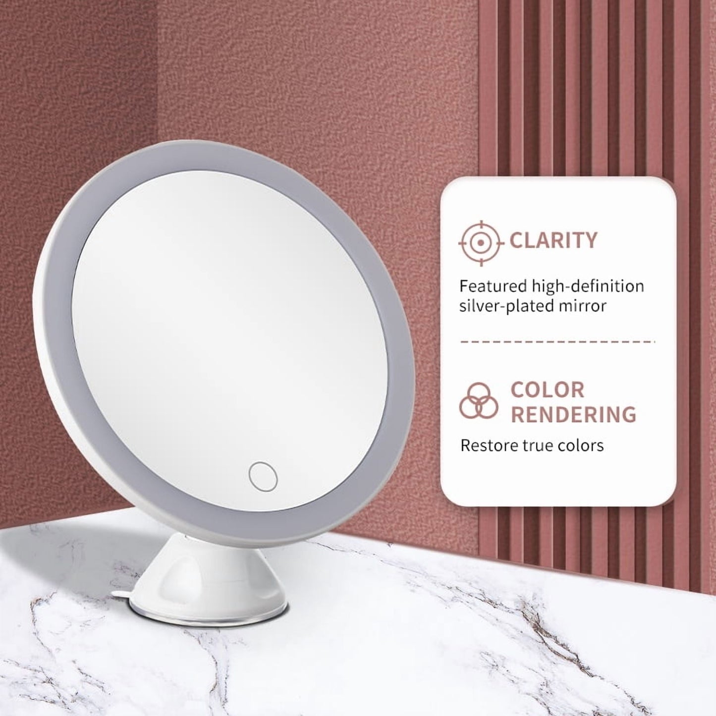 COWIN 10x Magnifying Lighted Makeup Mirror with 360° Rotation, Touch Sensor Control, Natural Daylight LED Light, Powerful Locking Suction Cup