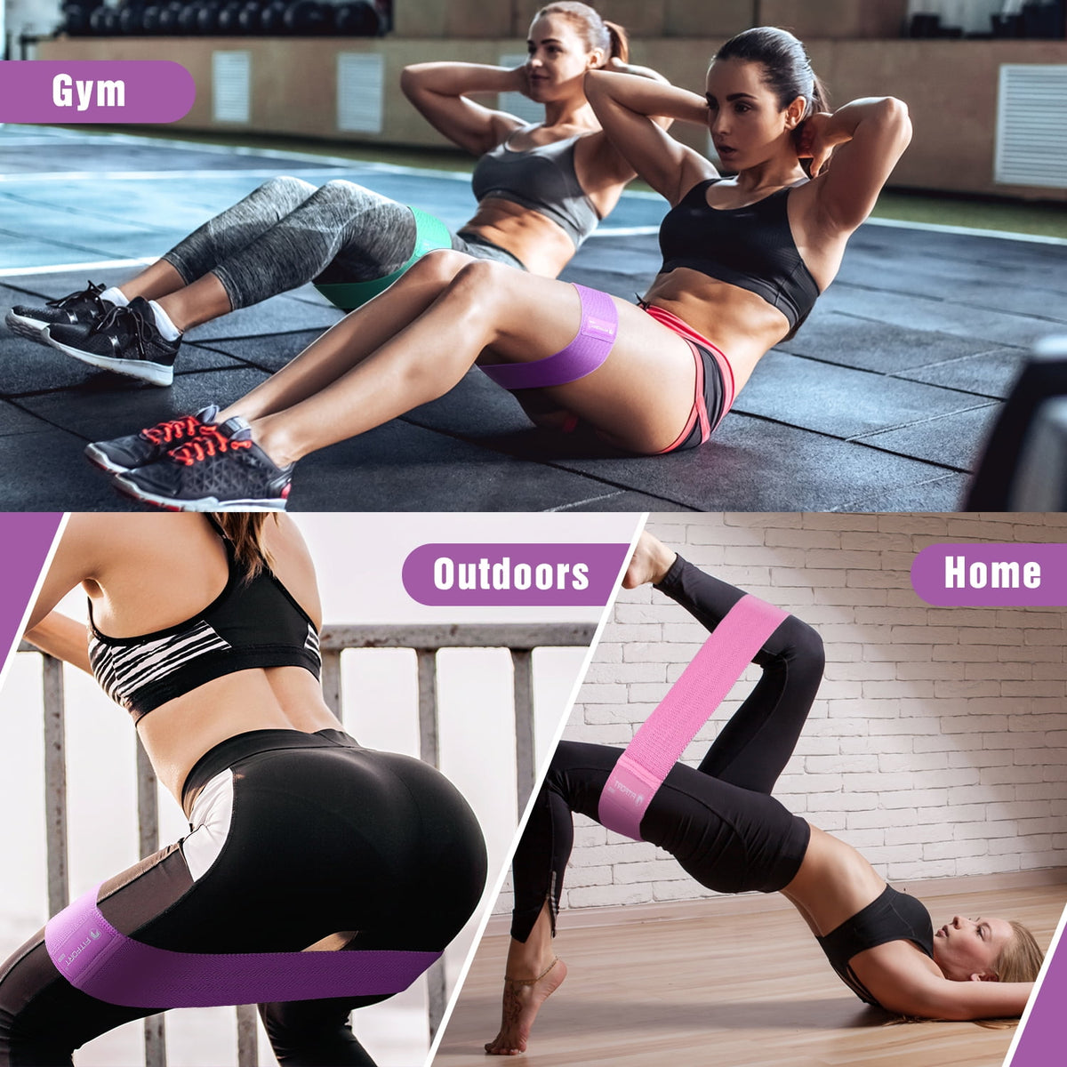 Cowin Resistance Bands for Legs and Butt Exercise Bands - Non Slip Elastic Booty Bands, 3 Levels Workout Bands Women Sports Fitness Band for Squat Glute Hip Training
