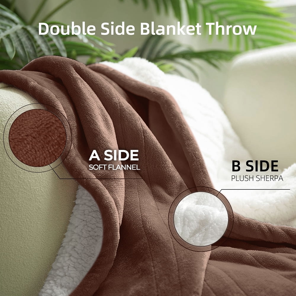 Uncahome Electric Heated Throw Blanket 50''x60'' with 3 Heating Levels, Automatically Shut Down after 4h with Overheat Protection Machine Washable(Brown)