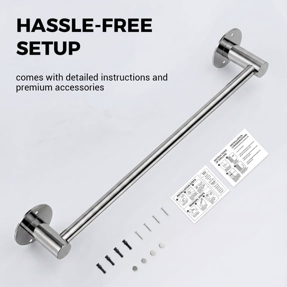 Towel Rack for Bathroom - 20'' Rustproof Towel Holder, Sturdy Towel Bar Wall Mounted, Space-Saving Towel Hanger, Bathroom Accessories, Home Decor, Apparment Essentials, Silver