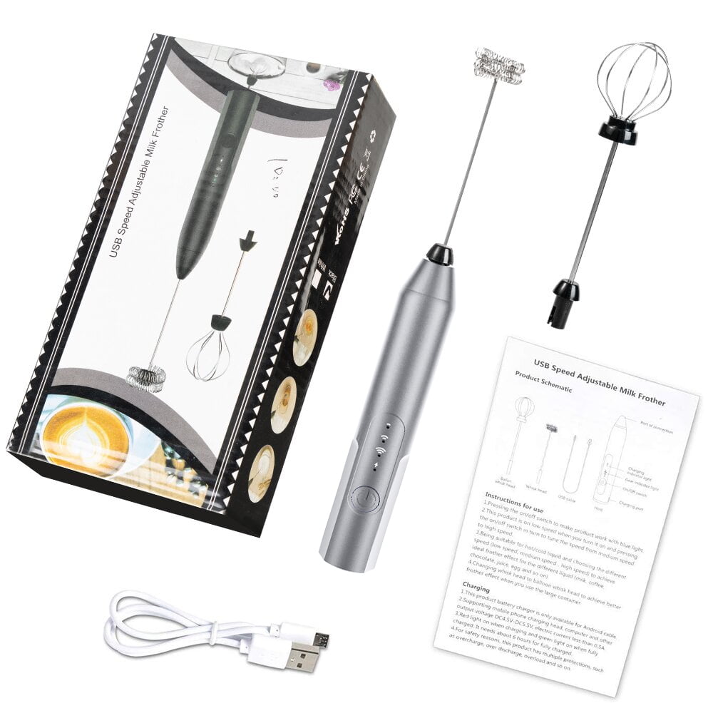 Cowin Milk Frother Wand Drink Mixer - Handheld Milk Frother Electric Whisk - Easy-Clean Stainless Steel Frother Wand & Mini Blender - Electric Coffee Frother for Milk Coffee Lattes