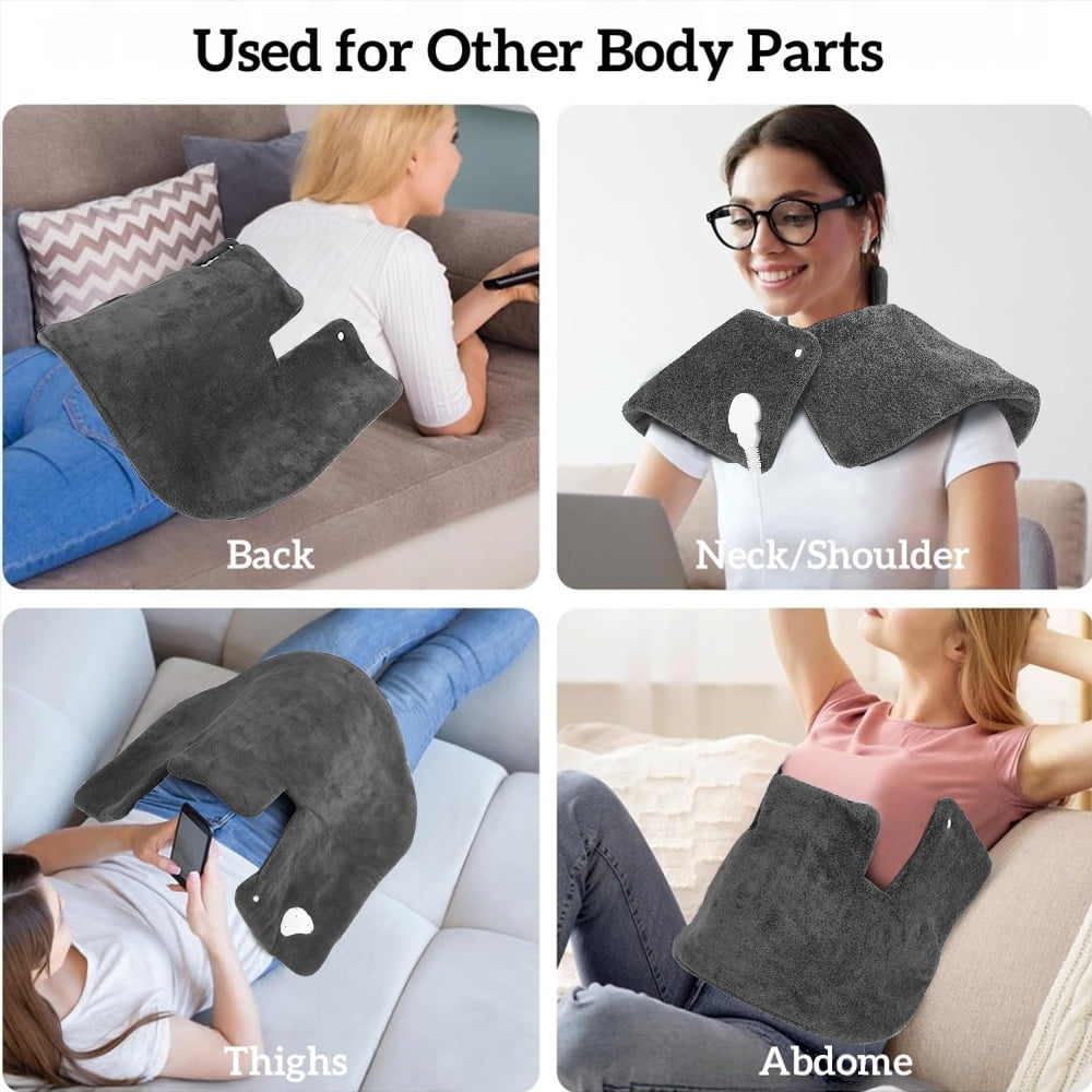 18" x 25"Heating Pad for Neck and Shoulders, Heat Pad for Pain Relief, 3 Heat Settings, Auto-Off, Gifts for Women Men,Grey