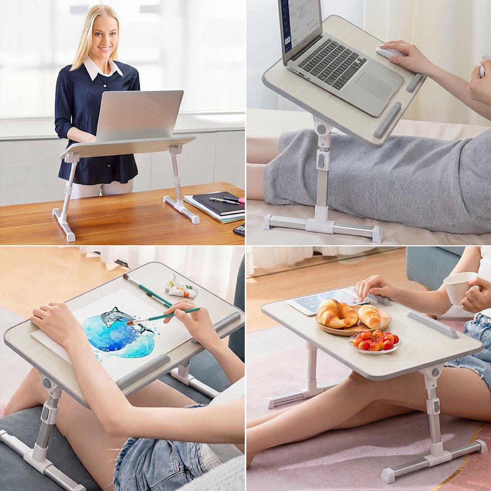 COWIN Laptop Desk Table, Adjustable Laptop Stand, Foldable Lap Desks ,Enlarged 23.62×13.4 in (Beige)