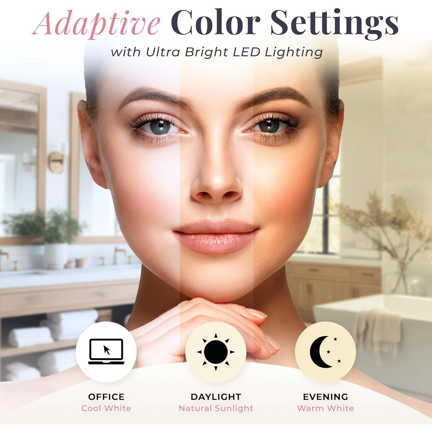COWIN 10x Magnifying Lighted Makeup Mirror with 360° Rotation, Touch Sensor Control, Natural Daylight LED Light, Powerful Locking Suction Cup