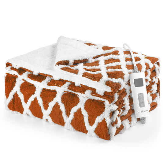 Heated Blanket Electric Throw 50''X60''-with 6 Heating Levels , ETL Certified Machine Washable (Orange)