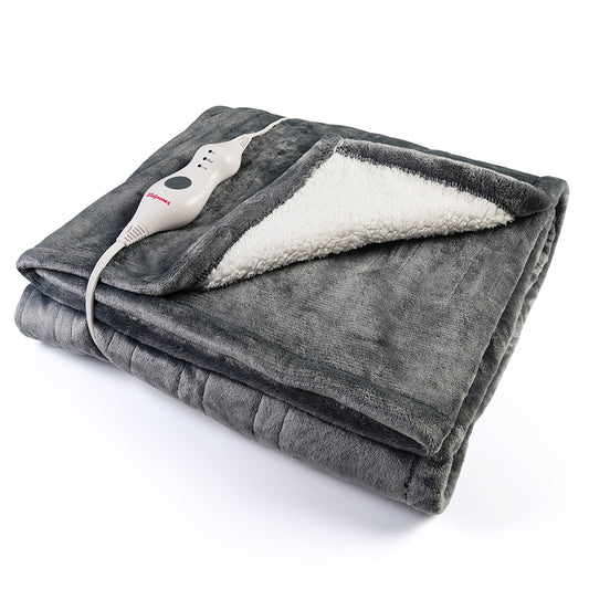 Electric Heated Blanket 50''x60'' with 3 Heating Levels, Automatically Shut Down After 4h with Overheat Protection Machine Washable(Gray)