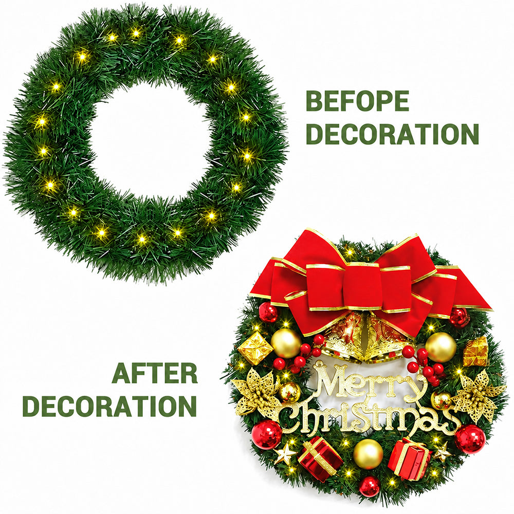 Cowin 50 FT Pre-Lit Christmas Garland with Lights, 100 LED Lighted Garlands for Xmas Wedding Indoor Outdoor Decor, Battery Operated 8 Modes(Warm White, Green)