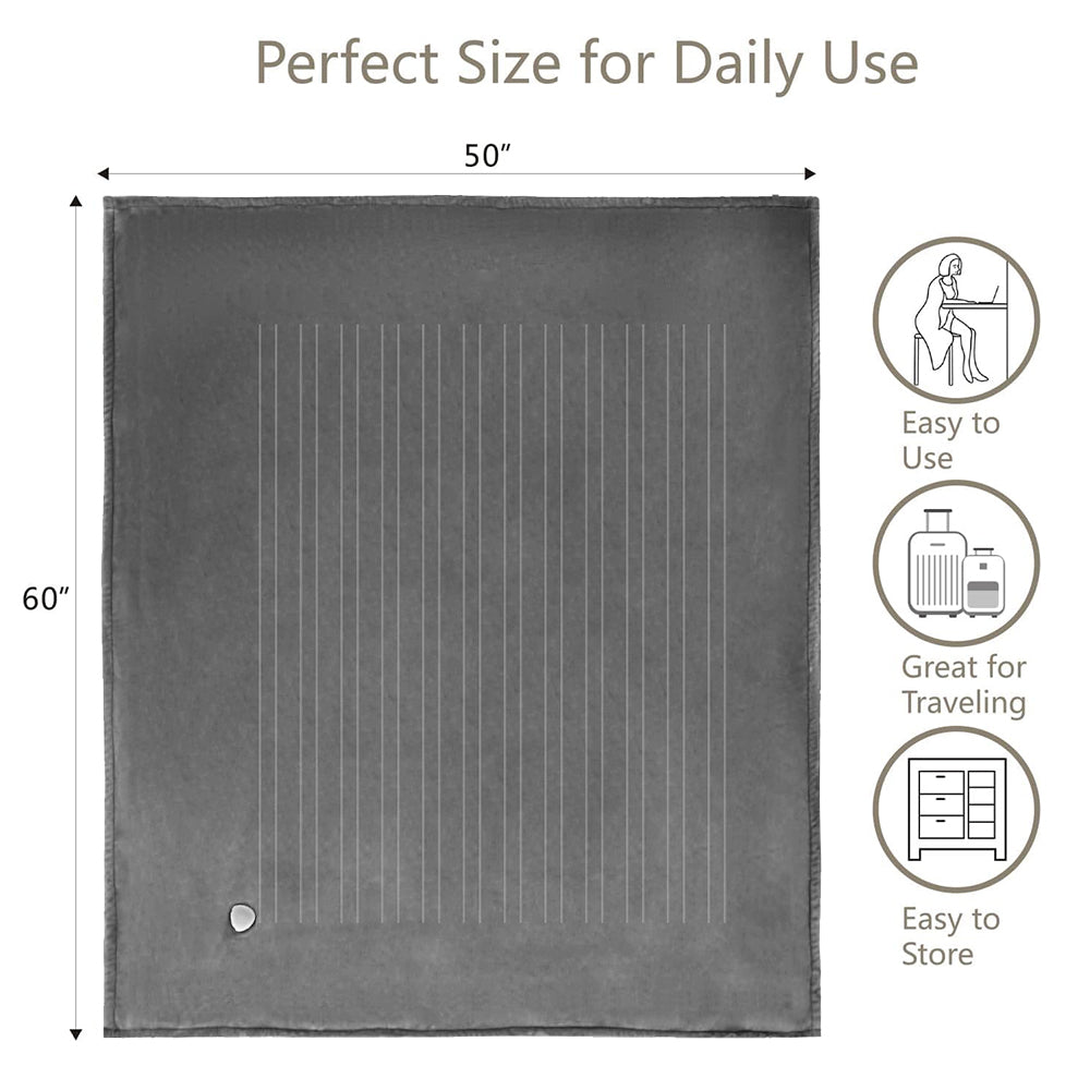 Electric Heated Blanket 50''x60'' with 3 Heating Levels, Automatically Shut Down After 4h with Overheat Protection Machine Washable(Gray)
