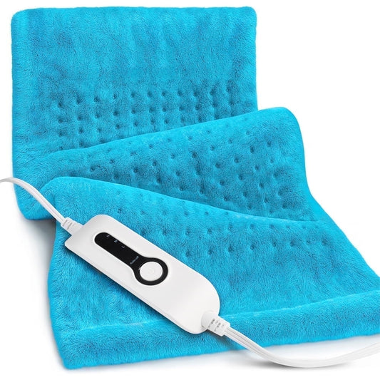 12"x24" Double Sided Heating Pad, Heat Pad with 3 Settings for Neck & Shoulders, Heat Patches, Light Blue