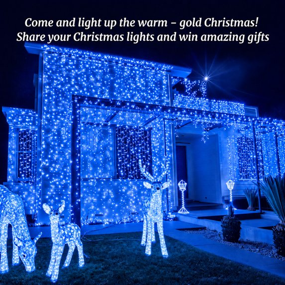 Cowin 168FT Christmas Lights Outdoor 8 Modes Indoor String Lights for Outside Blue