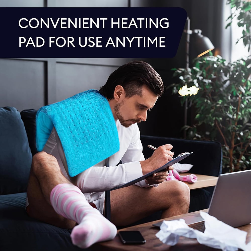 12"x24" Double Sided Heating Pad, Heat Pad with 3 Settings for Neck & Shoulders, Heat Patches, Light Blue