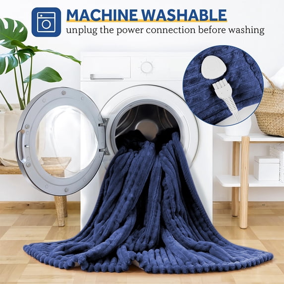 Cowin Heated Electric Throw Blanket, 50"x60", 6 Heat Levels, Auto-Off Timer, Machine Washable, Azure Blue