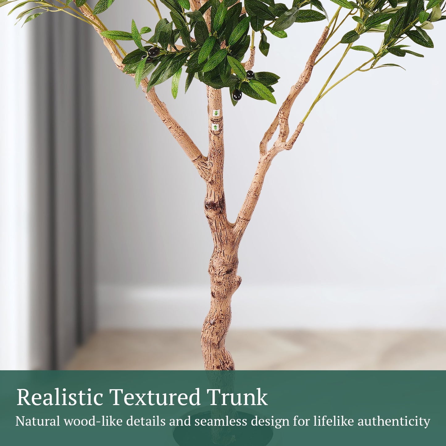 7ft Artificial Olive Tree, 1800 leaves with Lively Trunk and Lifelike Fruits, Indoor Fake Potted Tree with Straight Basin for Home Office Decor