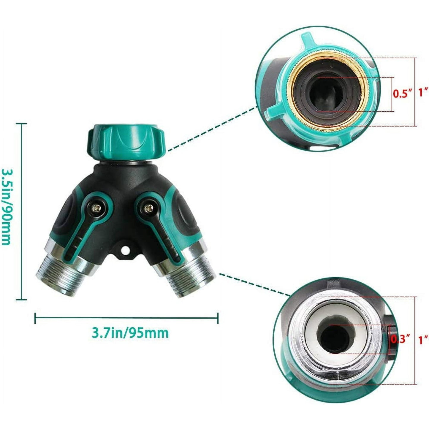 Aedavey 2 Way Hose Splitter, 2 Way Water Splitter Heavy Duty, Garden Faucet, Faucet Splitter, Hose and Splitter, Garden Hose and Splitter, Hose Bib Splitter, with Shut off Valve