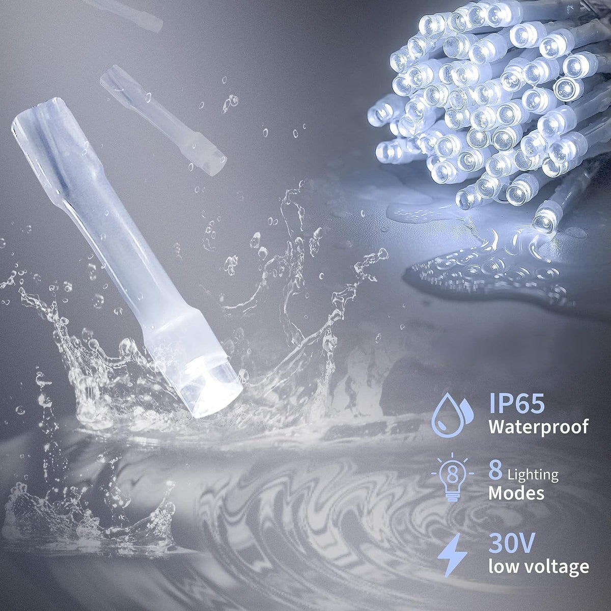 Cowin 33ft 410 LED Christmas String Lights White Fairy Lights Led Icicle Christmas Lights Plug-in for Christmas, Holiday, Wedding (Cool White)