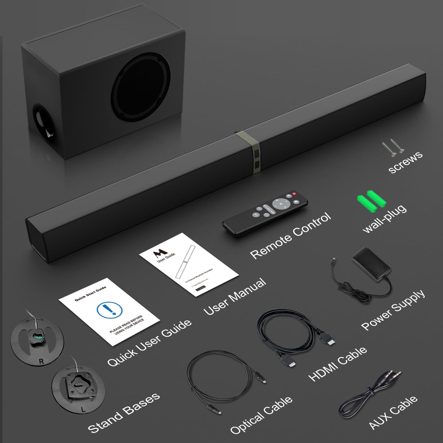 Cowin Sound Bar for Smart TV, 120W Sound Bar with Subwoofer, 2 in 1 Separable Bluetooth 5.0 Soundbar and Deep Bass