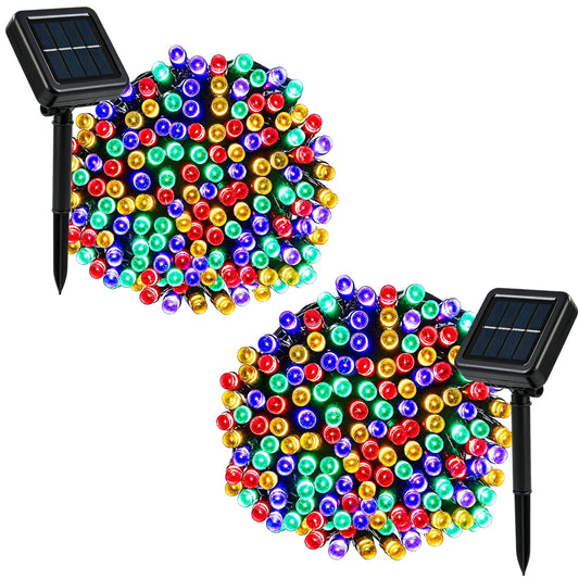 Cowin 2 Pack 200 Christmas LED Solar String Lights for Outside, 75ft 8 Modes Solar Christmas Lights
