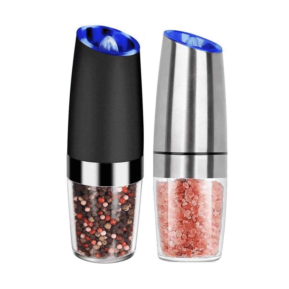 Cowin 2 Piece Set Electric Salt and Pepper Grinder Set , Adjustable Coarseness Mill Grinders Stainless Steel
