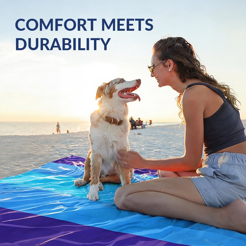Beach Blanket 79" X 83" Lightweight Waterproof Sandproof Beach Mat Quick Drying Picnic Mat