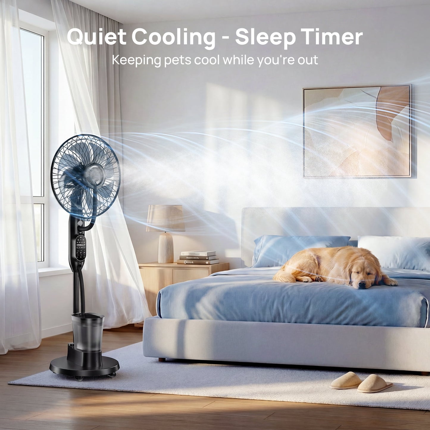 Pedestal Misting Fan, Mist Fan Mister Cooling Fan with 2.6L Large Water Tank, 9 Speeds Misting Standing Fan, Floor Fan with Remote for Home Bedroom Patio Outdoor