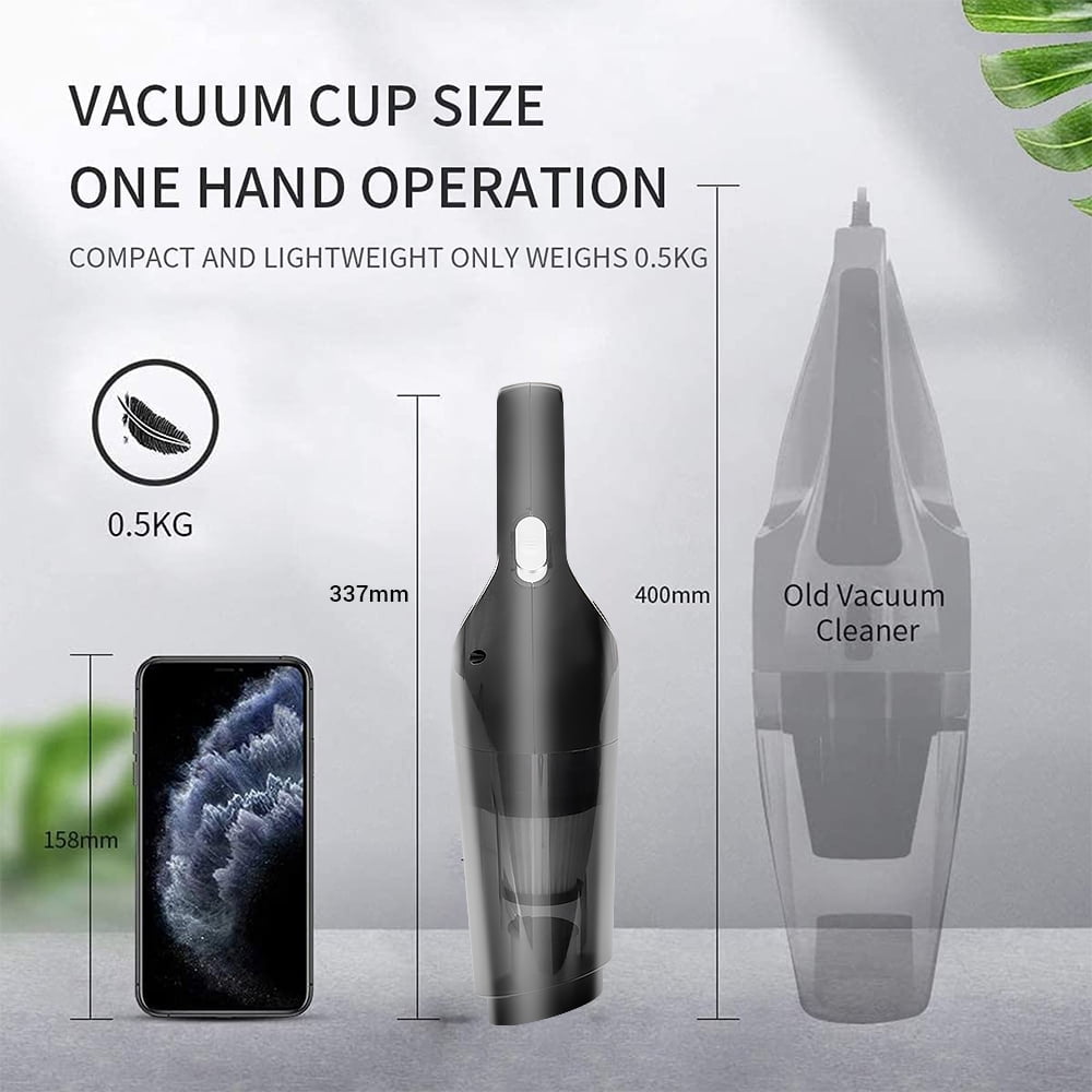 Portable Car Vacuum Cleaner, 120W Car Vacuum Cleaners Cordless, Handheld Vacuum for Quick Cleaning, Hand Held Vacuuming Cordless Rechargeable for Car Home and Office, Black